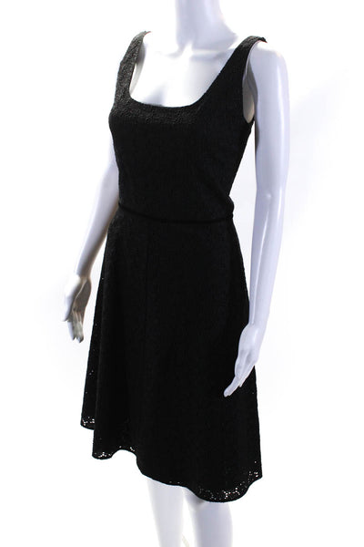 Beth Bowley Womens Eyelet Sleeveless A Line Dress Black Cotton Size 4