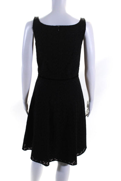 Beth Bowley Womens Eyelet Sleeveless A Line Dress Black Cotton Size 4