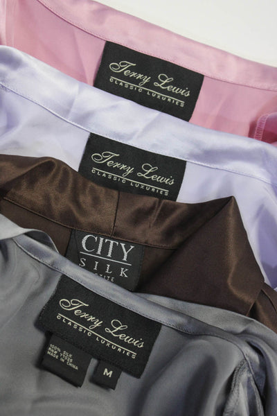 Terry Lewis City Silk Womens Collared Silk Shirts Pink Gray Purple Medium Lot 4