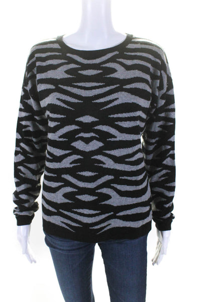 Minnie Rose Women's Crewneck Long Sleeves Pullover Animal Print Sweater Size M