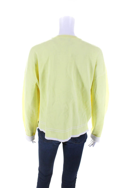 Me + Em Women's V-Neck Long Sleeves Button Down Cardigan Sweater Yellow Size S