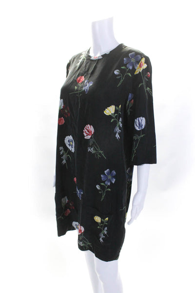 Equipment Femme Women's Silk Short Sleeves A-Line Floral Mini Dress Size M