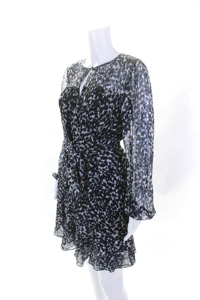 Intermix Women's Long Sleeves Drop Waist Tiered Mini Dress Black Size 8