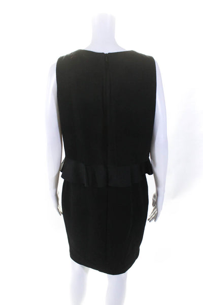 Armani Collezioni Womens Satin Ruffle Crepe Peplum Sheath Dress Black Size 8