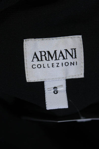 Armani Collezioni Womens Satin Ruffle Crepe Peplum Sheath Dress Black Size 8