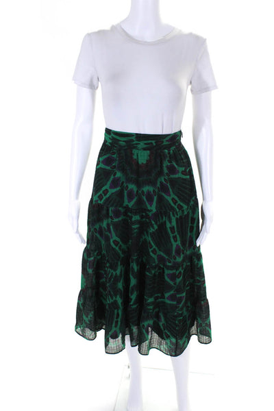 Ba&Sh Women's Zip Closure Tiered Flare Midi Skirt Multicolor Size 0