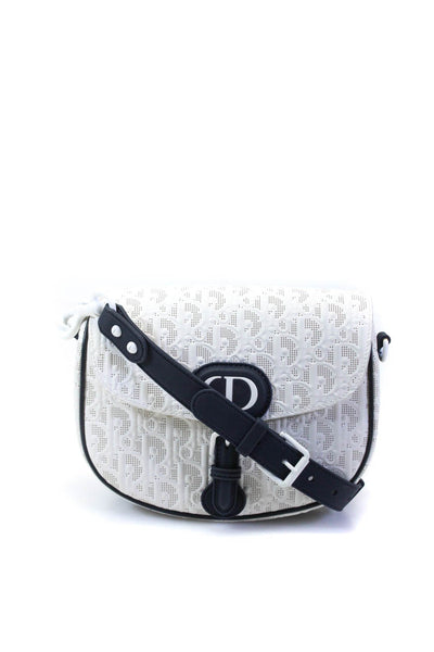 Christian Dior Womens Perforated Calfskin Oblique Bobby Shoulder Handbag White