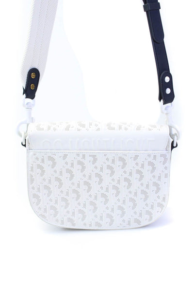 Christian Dior Womens Perforated Calfskin Oblique Bobby Shoulder Handbag White