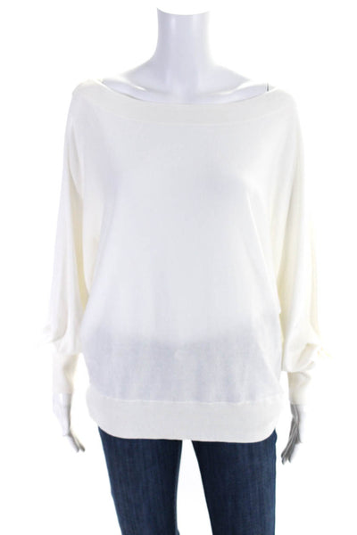 Trina Turk Womens Cotton Thin Knit Off The Shoulder Dolman Top White Size M