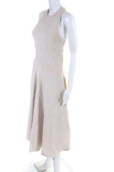 FP Beach Womens Beige Cotton Crew Neck Sleeveless Fit & Flare Dress Size XS