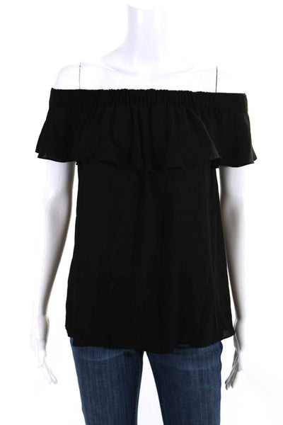 Chelsea 28 Womens Ruffled Short Sleeve Off-the-Shoulder Blouse Black Size XL