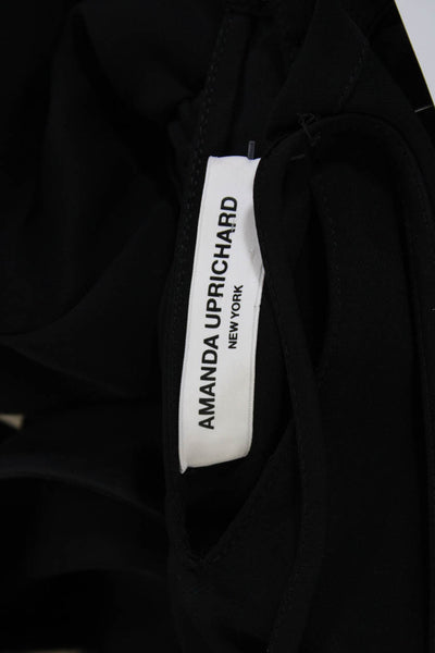 Amanda Uprichard Womens Striped Print Ruche Halter Slip-On Jumpsuit Black Size L