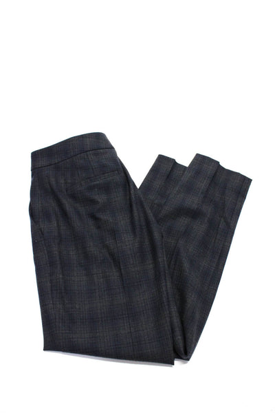 Theory Womens Plaid Fia P Slim Leg Pants Dress Blue Grey Wool Size 0