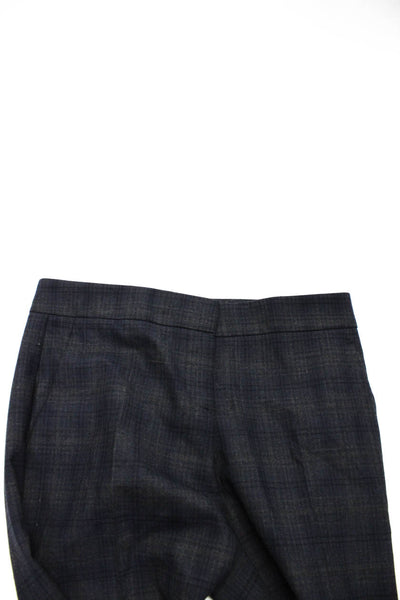 Theory Womens Plaid Fia P Slim Leg Pants Dress Blue Grey Wool Size 0