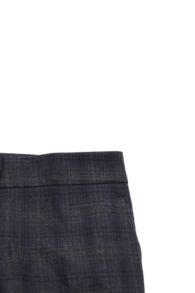 Theory Womens Plaid Fia P Slim Leg Pants Dress Blue Grey Wool Size 0