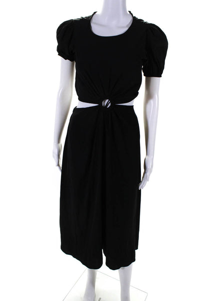 1 State Womens Short Sleeves Cut Out Waist A Line Dress Black Size 00