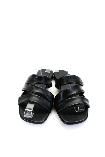 Vince Womens Leather Triple Strap Slide On Sandals Black Size 6 Medium