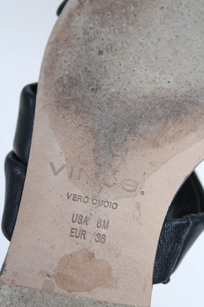 Vince Womens Leather Triple Strap Slide On Sandals Black Size 6 Medium