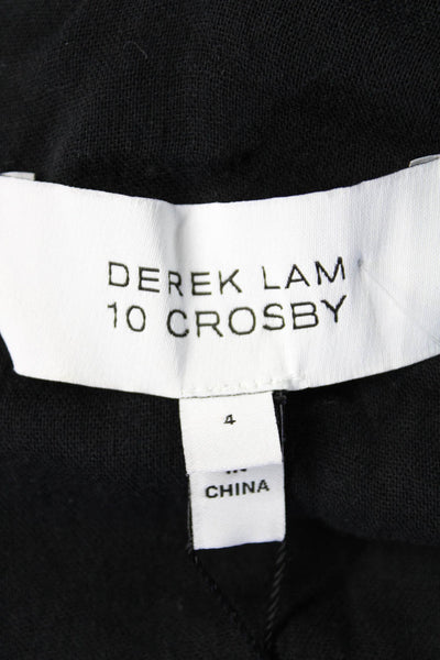 10 Crosby Derek Lam Womens Scoop Neck Fringe Tank Top Blouse Black Size 4