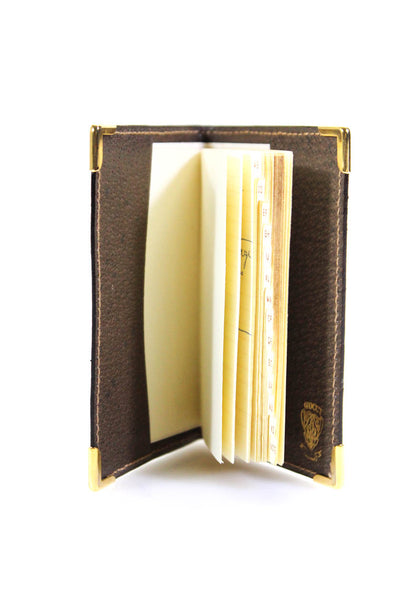 Gucci Womens Vintage Bifold Leather Metal Corner Address Book Planner Brown