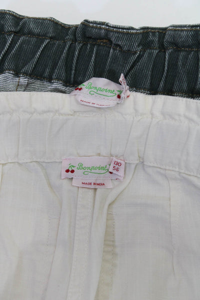 Bonpoint Girls White Cotton Elastic Waist High Rise Straight Pants Size 8 lot 2