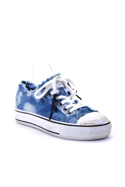 Ash Womens Raw Hem Denim Canvas Low Top Sneakers Blue Size 37 7