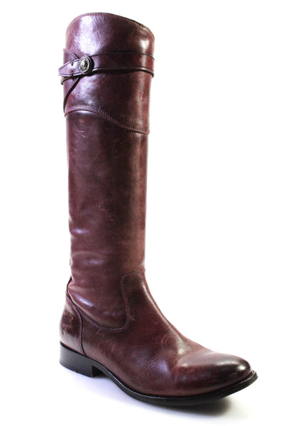 Frye Women's Round Toe Zip Closure Leather Knee High Flat Boot Brown Size 8