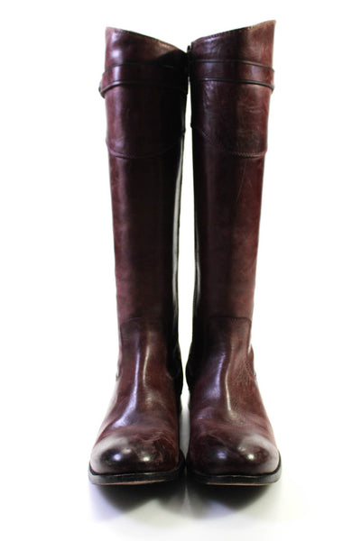 Frye Women's Round Toe Zip Closure Leather Knee High Flat Boot Brown Size 8