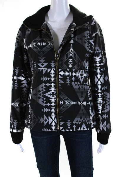 Pendleton Women's Collared Long Sleeves Full Zip Jacket Abstract Black Size XS