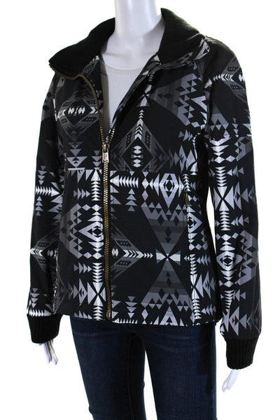 Pendleton Women's Collared Long Sleeves Full Zip Jacket Abstract Black Size XS