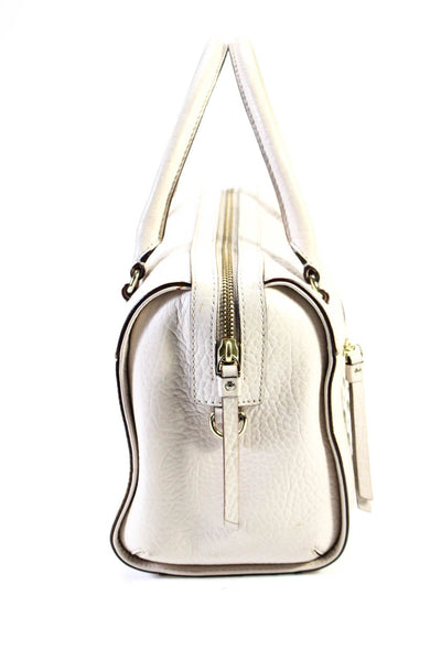 Kate Spade New York Womens Leather Zip Up Top Handle Bag Purse Beige