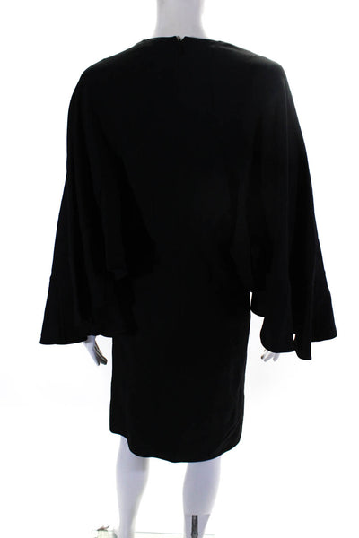 Chloe Womens Ruffled Flounce Sleeve Knee Length A-Line Dress Black Size 44