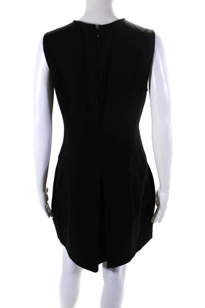 Vince Women's V-Neck Sleeveless Pleated Drop Waist Mini Dress Black Size 00