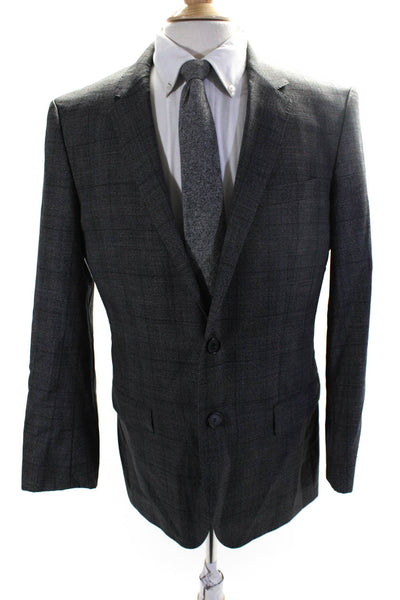Boss Hugo Boss Men's Long Sleeves Collared Lined One Button Plaid Jacket Size 42
