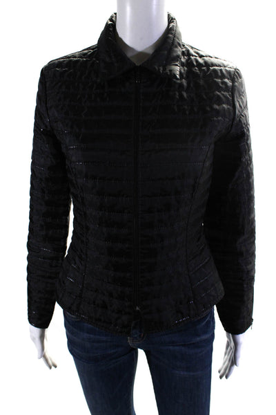 Anne Fontaine Womens Zippered Mock Neck Quilted Puffer Jacket Black Size 1