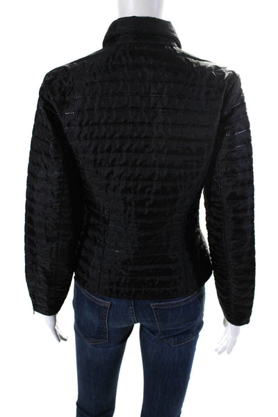 Anne Fontaine Womens Zippered Mock Neck Quilted Puffer Jacket Black Size 1