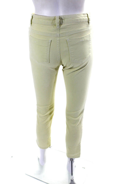 Gerard Darel Womens Cotton Buttoned Zipped Straight Leg Pants Yellow Size EUR34