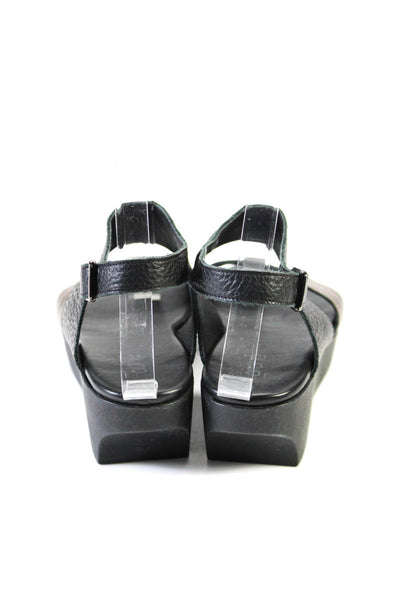 Arche Womens Leather Colorblock Ankle Buckled Platform Sandals Black Size EUR38