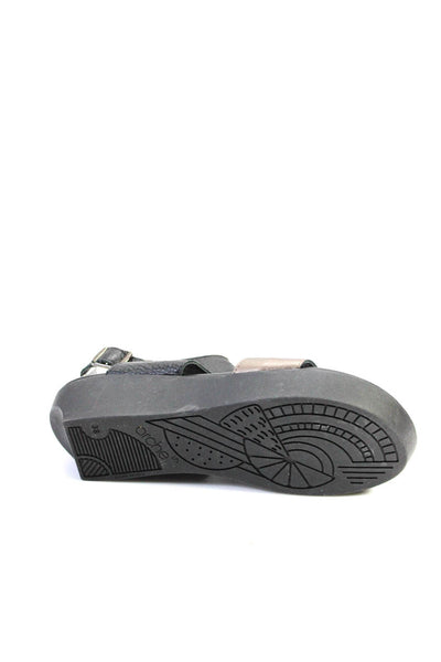 Arche Womens Leather Colorblock Ankle Buckled Platform Sandals Black Size EUR38