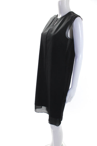 Vince Womens Silk Sleeveless Midi Shirt Dress Black Size 4