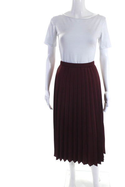 J Crew Womens Pleated A Line Midi Skirt Cranberry Red Size 4