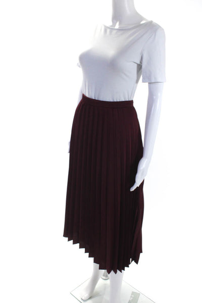 J Crew Womens Pleated A Line Midi Skirt Cranberry Red Size 4