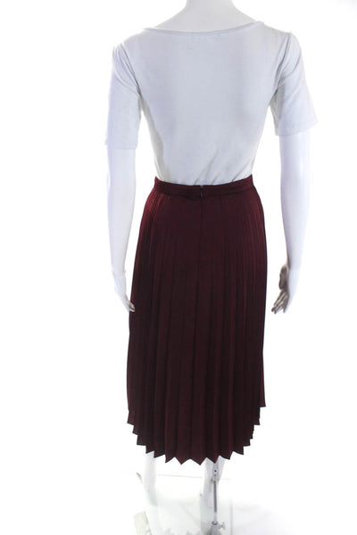 J Crew Womens Pleated A Line Midi Skirt Cranberry Red Size 4