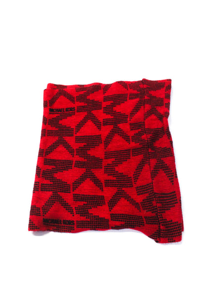 Michael Kors Womens Monogram Logo Knit Cowl Scarf Red Black