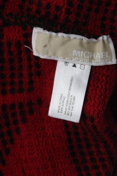 Michael Kors Womens Monogram Logo Knit Cowl Scarf Red Black