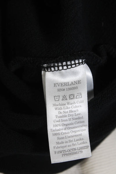 Everlane Womens Cotton Mock Neck Half Zipped Pullover Jacket Black Size XS