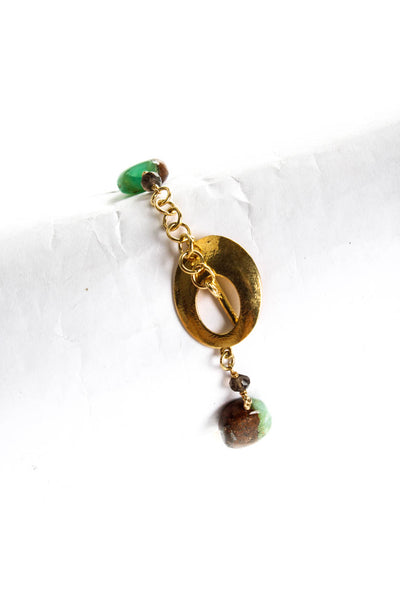 Rarities Womens Sterling Silver Yellow Gold Plated Pearl Chalcedony Toggle Beade