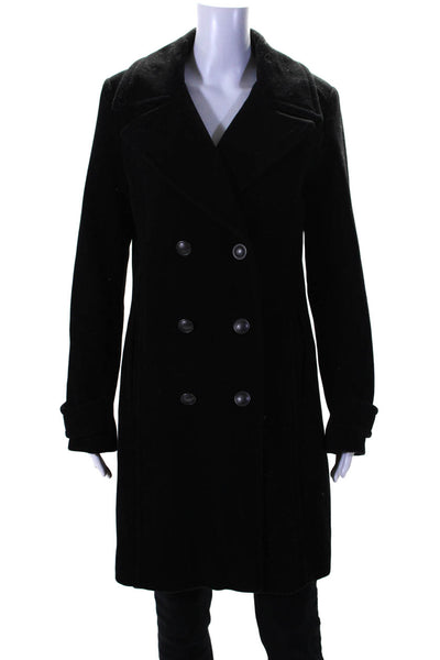 Marc New York Womens Double Breasted Notched Lapel Coat Black Wool Size 8