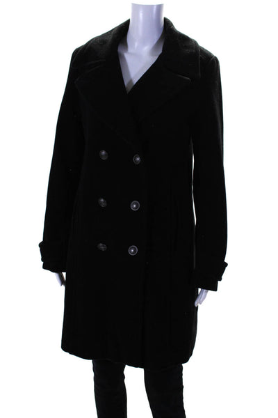 Marc New York Womens Double Breasted Notched Lapel Coat Black Wool Size 8