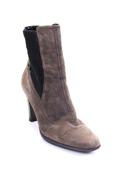 Aquatalia Womens Side Zip Block Heel Ankle Booties Gray Suede Size 10